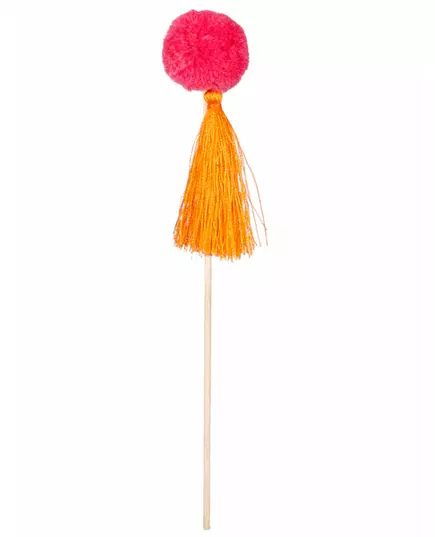6 Pics en bois pompons colorés 16 cm, image 2