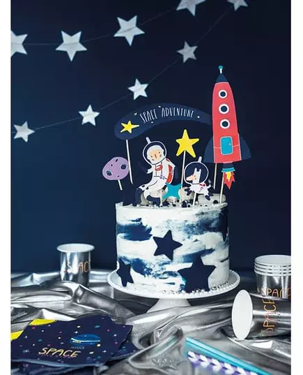 7 Cake toppers en carton space adventure 9,5 - 24,5 cm, image 2