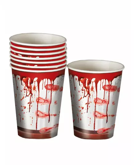 6 Gobelets en carton Halloween ensanglanté 240 ml, image 2