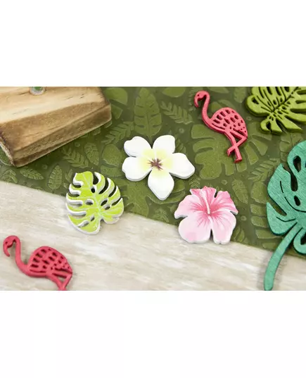 9 houten tropische bloemen en bladeren confetti, image 2