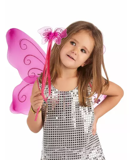 Roze vlindervleugels en toverstaf voor kinderen, image 2