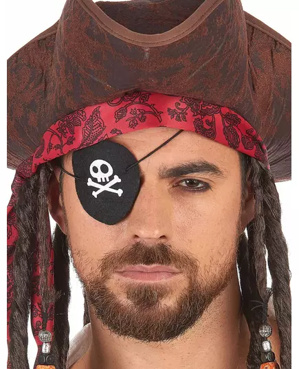 Piraten ooglapje met doodskop voor volwassenen, image 2