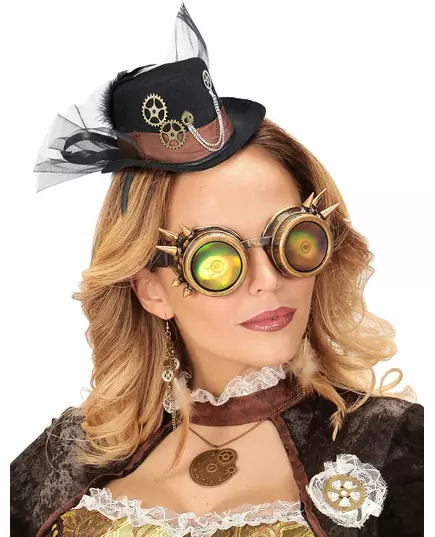 Zwarte Steampunk hoed met sluier, image 2