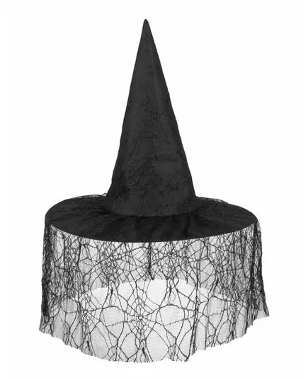 Zwarte heksenhoed met spinnensluier voor dames Halloween, image 2