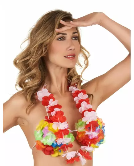 Collier hawaï supporter rouge et blanc adulte, image 2