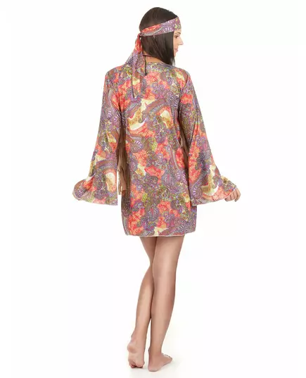 Déguisement hippie rouge et violet femme, Taille: Medium, image 2