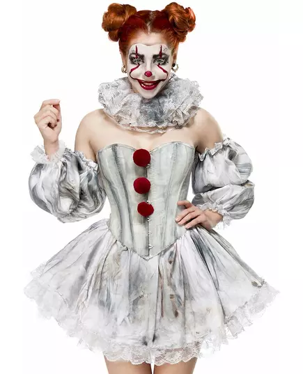 Déguisement clown terrifiant sexy luxe femme, Taille: Medium (38)