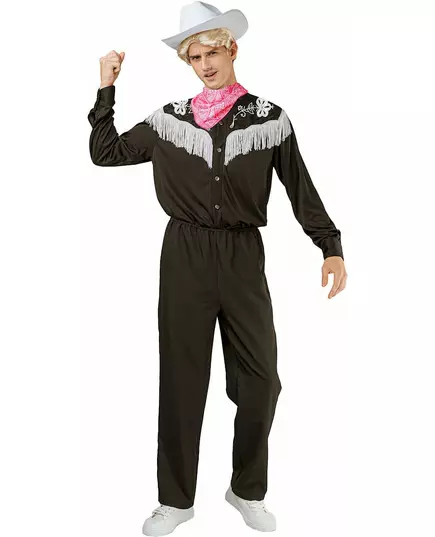 Zwart-wit cowboykostuum voor mannen, Maat: Small