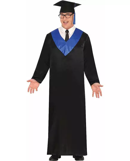 Afstudeerkostuum voor volwassenen blauw-zwart, Maat: Medium (48–50)