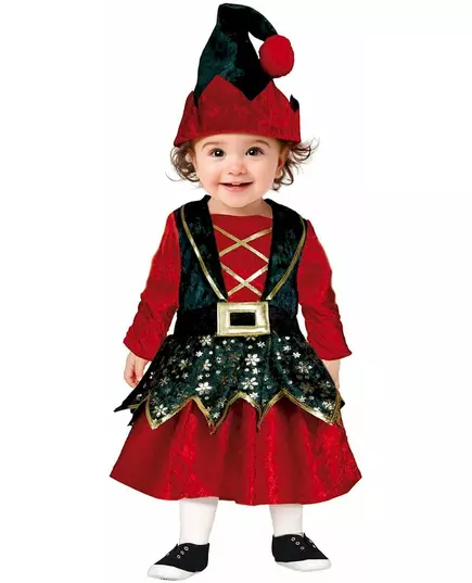 Déguisement elfe de Noël velours bébé fille, Taille: 18–24 mois (89–93cm)