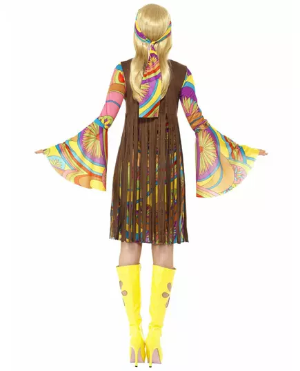 Bruine en psychedelische hippie outfit voor dames, Maat: Small, image 2