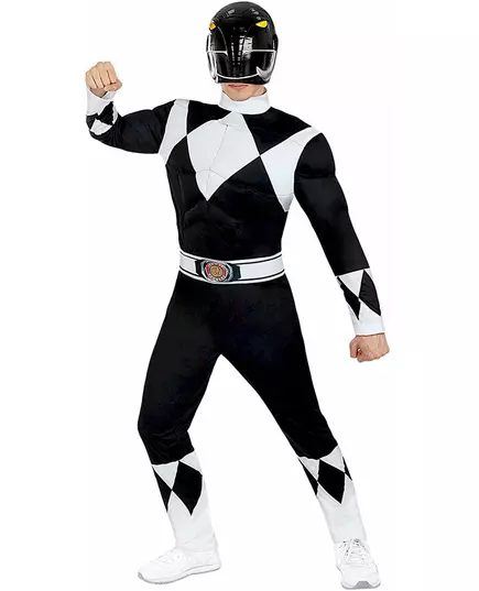 Power Ranger™ kostuum voor volwassenen zwart, Maat: Large