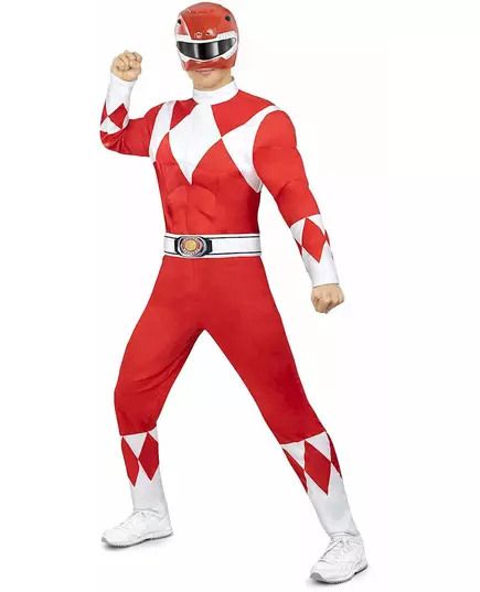 Power Ranger™ kostuum rood volwassene, Maat: Medium