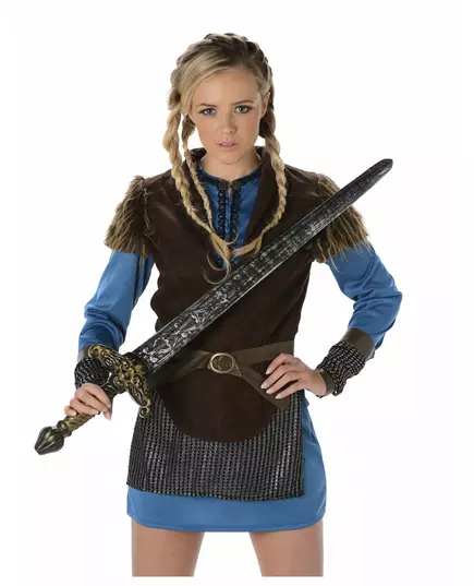 Déguisement viking bleu femme, Taille: Small, image 2