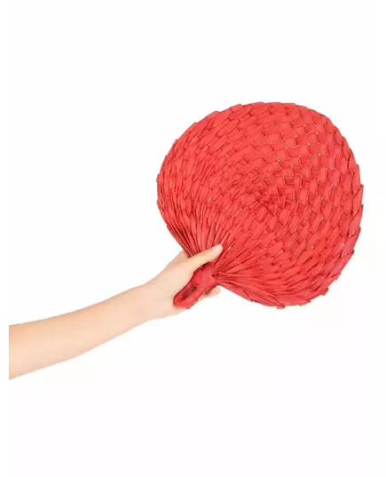 Eventail en paille rouge adulte, image 2