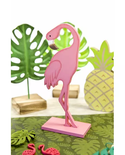 Roze flamingo decoratie op voet, image 2