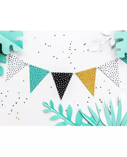 Guirlande de fanions en carton à pois blanc 1,3 m x 14 cm, image 2