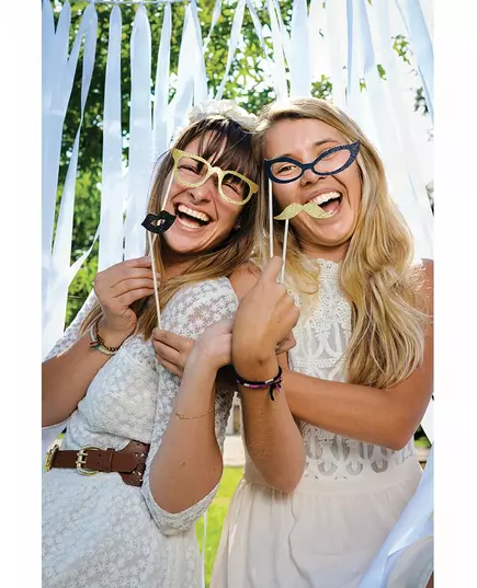 Goudkleurige photobooth set met glitters, image 2