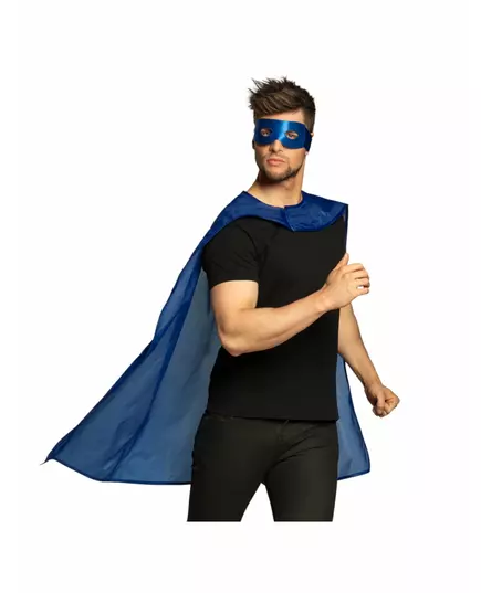 Kit cape et masque de super héros bleu adulte, image 2