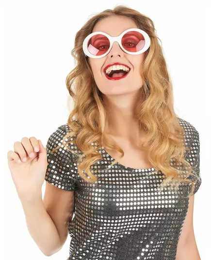 Lunettes rondes blanches plastique adulte, image 2