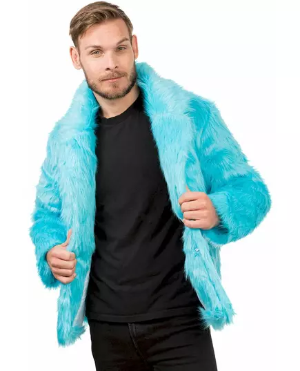 Manteau en fausse fourrure bleue adulte, Taille: X-Large (190 cm)