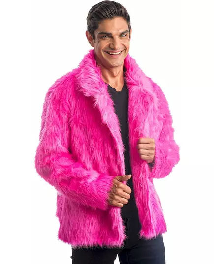 Manteau en fausse fourrure rose adulte, Taille: X-Large (190 cm)