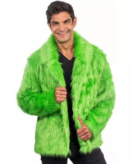 Groen bontjas voor volwassenen, Maat: X-Large (190 cm)
