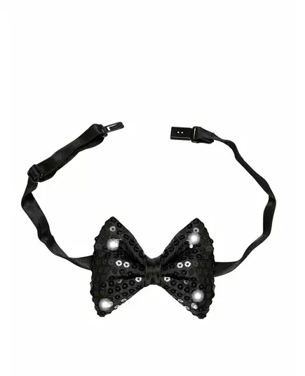 Noeud papillon noir avec sequins et LED clignotantes adulte, image 2
