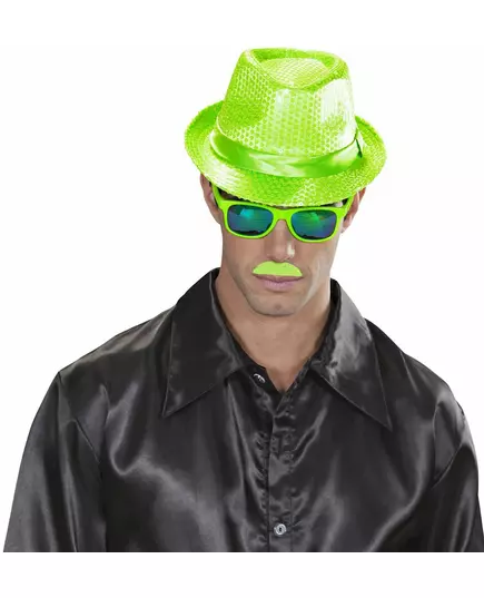 Fluo groene snor voor volwassenen, image 2