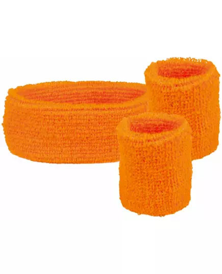 Oranje zweetbanden jaren 80 set voor volwassenen, image 2