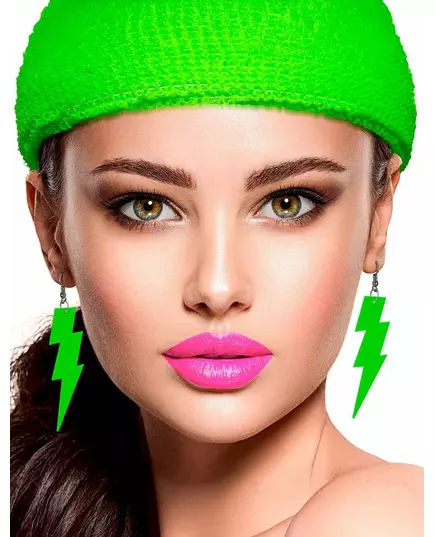 Fluorescerend groene bliksemschicht oorbellen, image 2