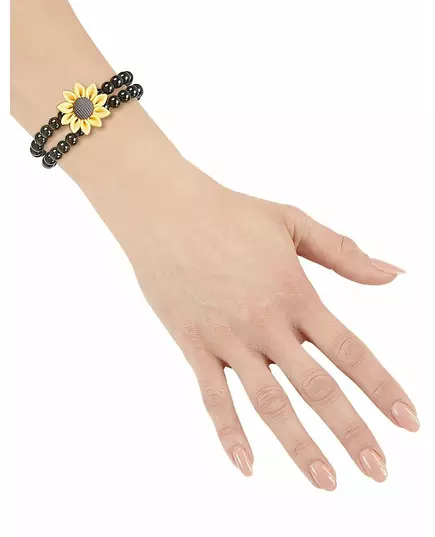 Bracelet perles tournesol hippie noir adulte, image 2