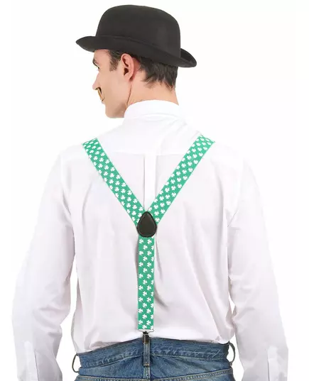 Groene St Patrick's Day bretels met klavers, image 2