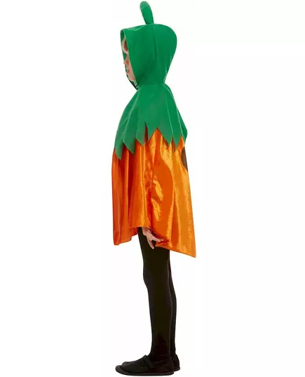 Oranje fluwelen pompoencape met capuchon voor kinderen, image 2