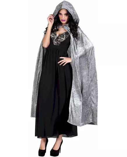 Cape grise aspect velours 170 cm adule Halloween, image 2