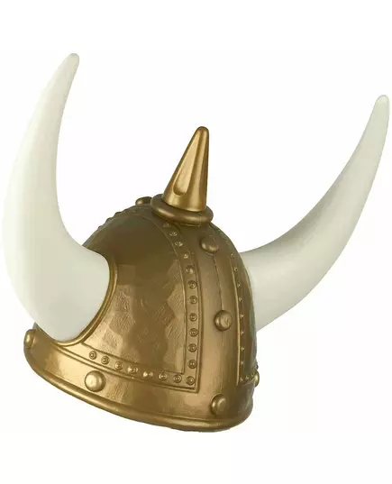 Goudkleurige vikinghelm met horens voor volwassenen, image 2