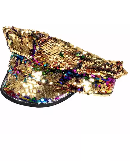Casquette à sequins réversibles arc-en-ciel et or adulte, image 2