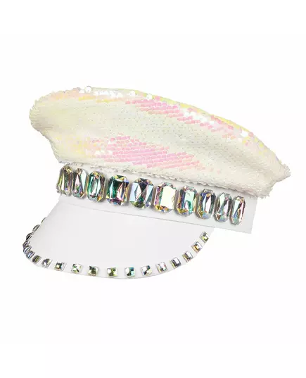 Casquette à sequins réversibles nacre et blanc adulte, image 2