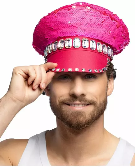 Casquette à sequins réversibles rose fluo adulte, image 2