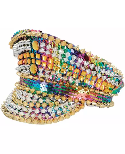 Regenboog muts met studs voor volwassene, image 2