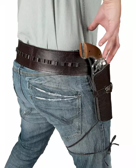 Ceinture avec étui cowboy noire ou marron adulte, image 2