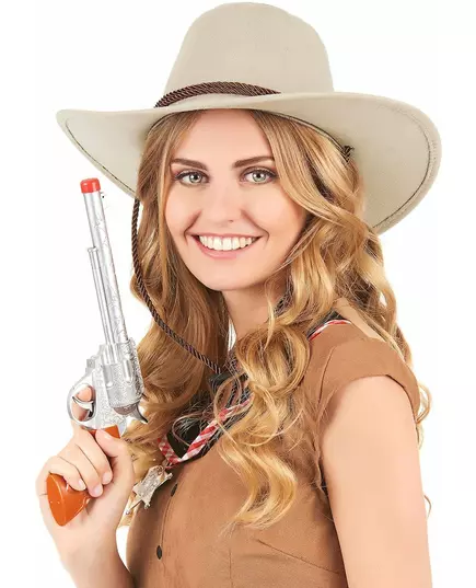 Chapeau cowboy luxe beige en suede adulte, image 2