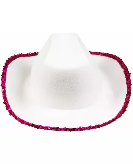 Cowgirlhoed met roze paillettensterren wit, image 2