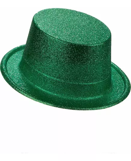 Chapeau haut de forme plastique pailleté vert adulte, image 2