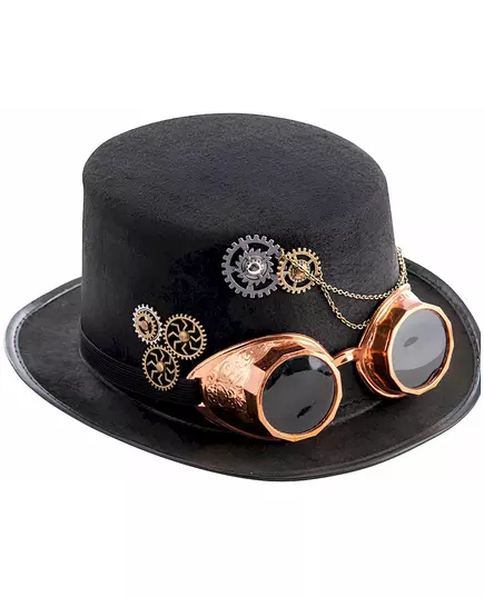Steampunk vilten hoge hoed met bril voor volwassenen, image 2