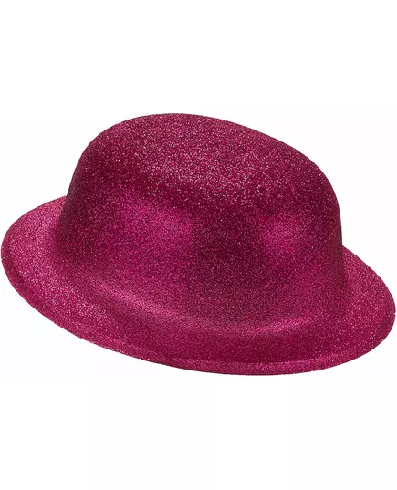 Chapeau melon pailleté fuschia adulte, image 2