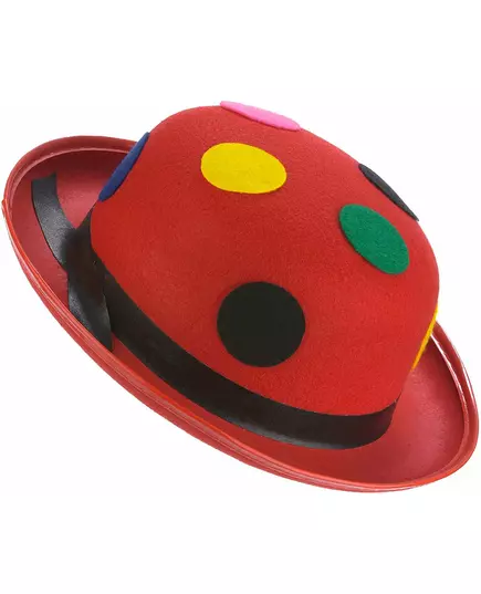 Rode clown bolhoed met stippen voor volwassenen, image 2