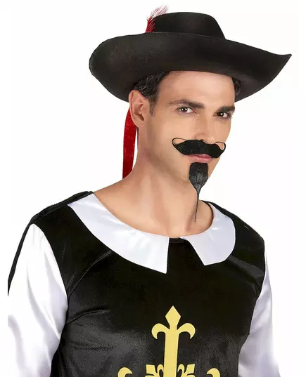 Chapeau mousquetaire noir et rouge adulte, image 2