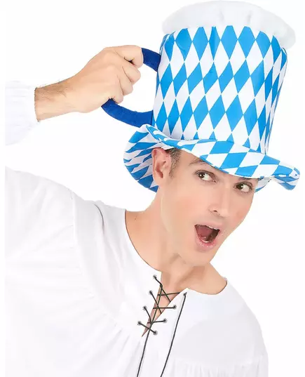 Chapeau pinte de bière en bleu et blanc adulte, image 2