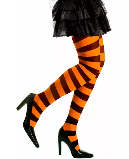Zwarte en oranje panty voor volwassenen, image 2
